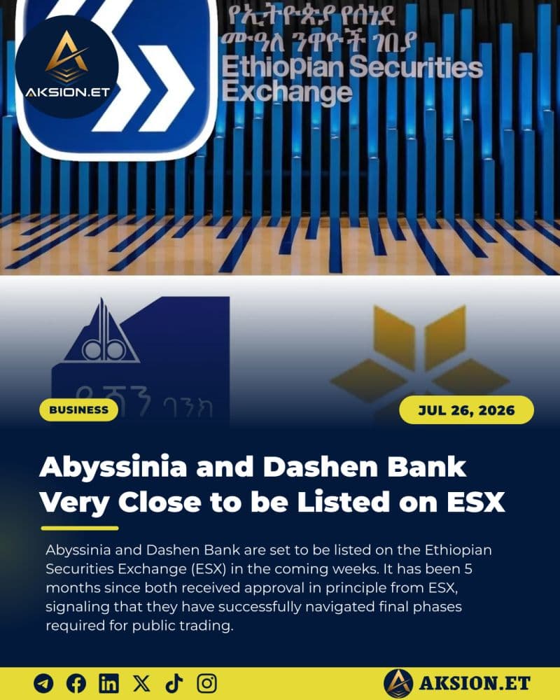 Aksion graphic showing ESX, Dashen Bank and Bank of Abyssinia