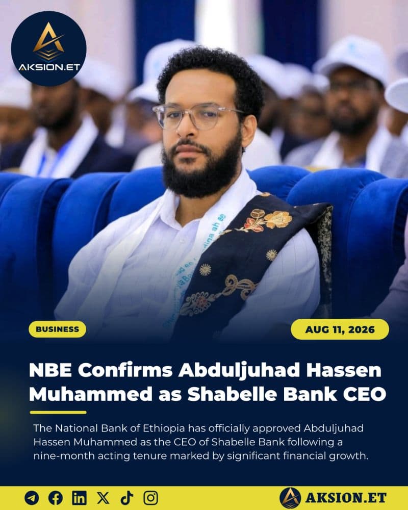 Aksion graphic reporting Abduljuhad Hassen Muhammed as Shabelle Bank CEO